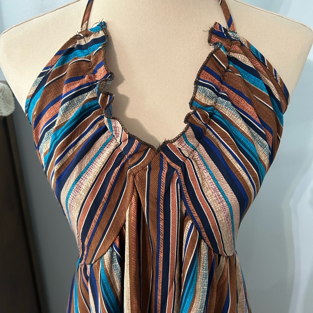 SHEIN Multicolor Striped Halter Maxi Dress